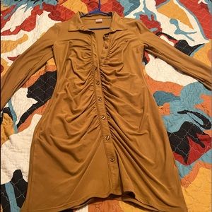 Ruched long sleeve dress